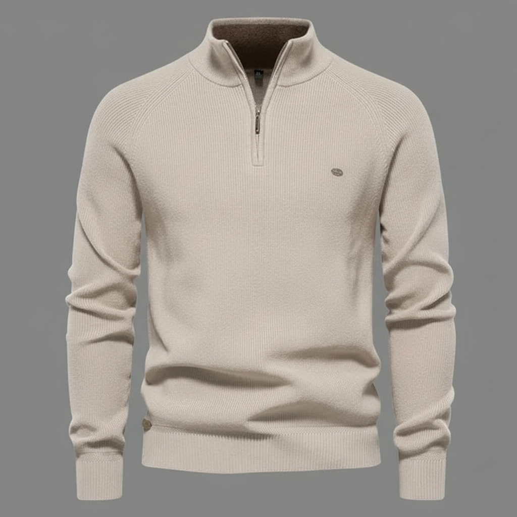 Men's Black Half-Zip Jumper | Slim Fit Knitwear