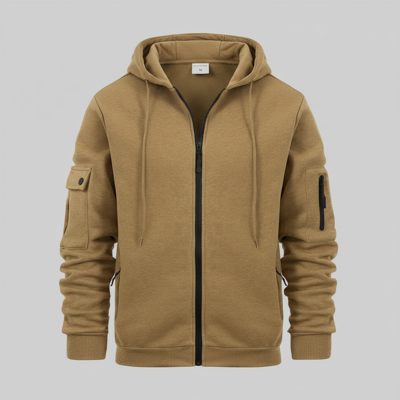 Men's Utility Zip-Up Hoodie | Casual Sweatshirt with Pockets