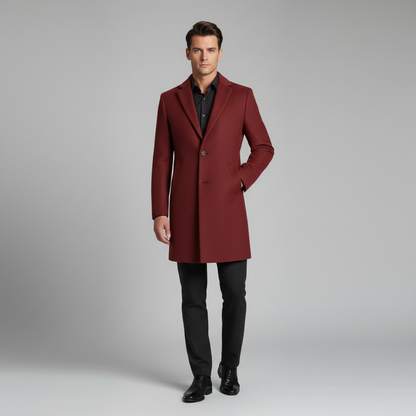 Elegant Men's Overcoat | Notched Lapel Long Coat
