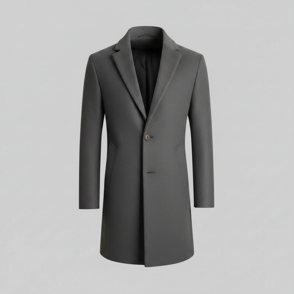 Elegant Men's Overcoat | Notched Lapel Long Coat