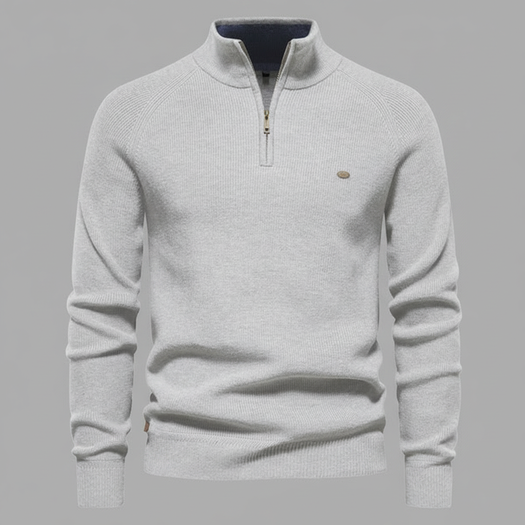 Men's Black Half-Zip Jumper | Slim Fit Knitwear