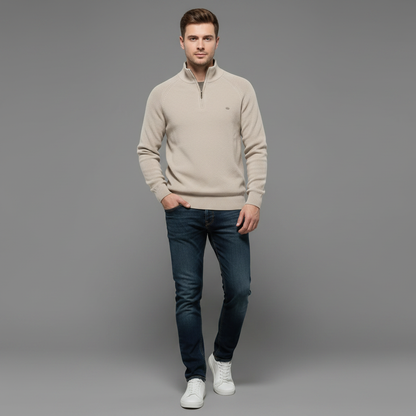 Men's Black Half-Zip Jumper | Slim Fit Knitwear