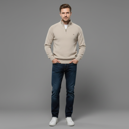 Men's Black Half-Zip Jumper | Slim Fit Knitwear