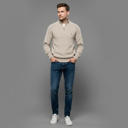 Men's Black Half-Zip Jumper | Slim Fit Knitwear