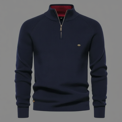 Men's Black Half-Zip Jumper | Slim Fit Knitwear