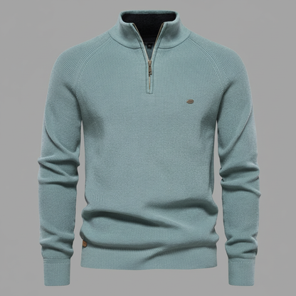 Men's Black Half-Zip Jumper | Slim Fit Knitwear