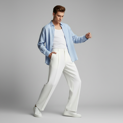 Men's Pleated Trousers | Straight Fit Formal Pants