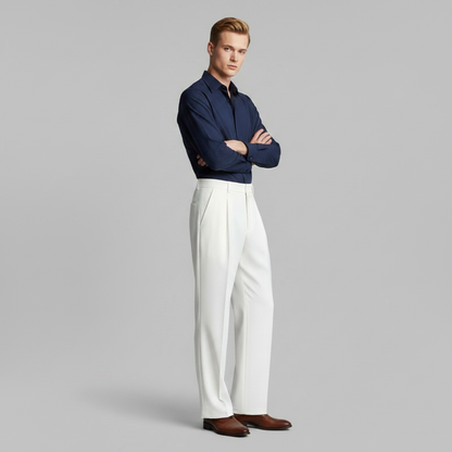 Men's Pleated Trousers | Straight Fit Formal Pants