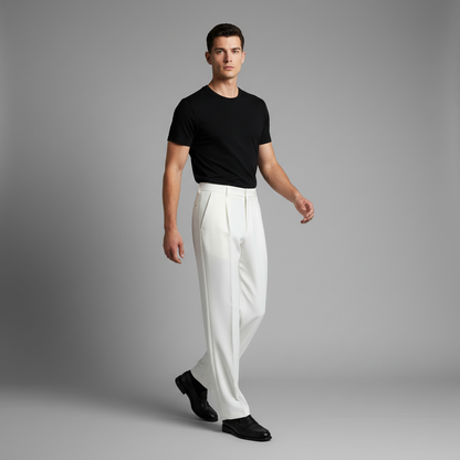 Men's Pleated Trousers | Straight Fit Formal Pants