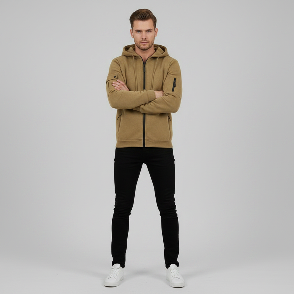 Men's Utility Zip-Up Hoodie | Casual Sweatshirt with Pockets