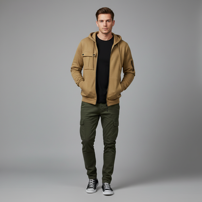 Men's Utility Zip-Up Hoodie | Casual Sweatshirt with Pockets