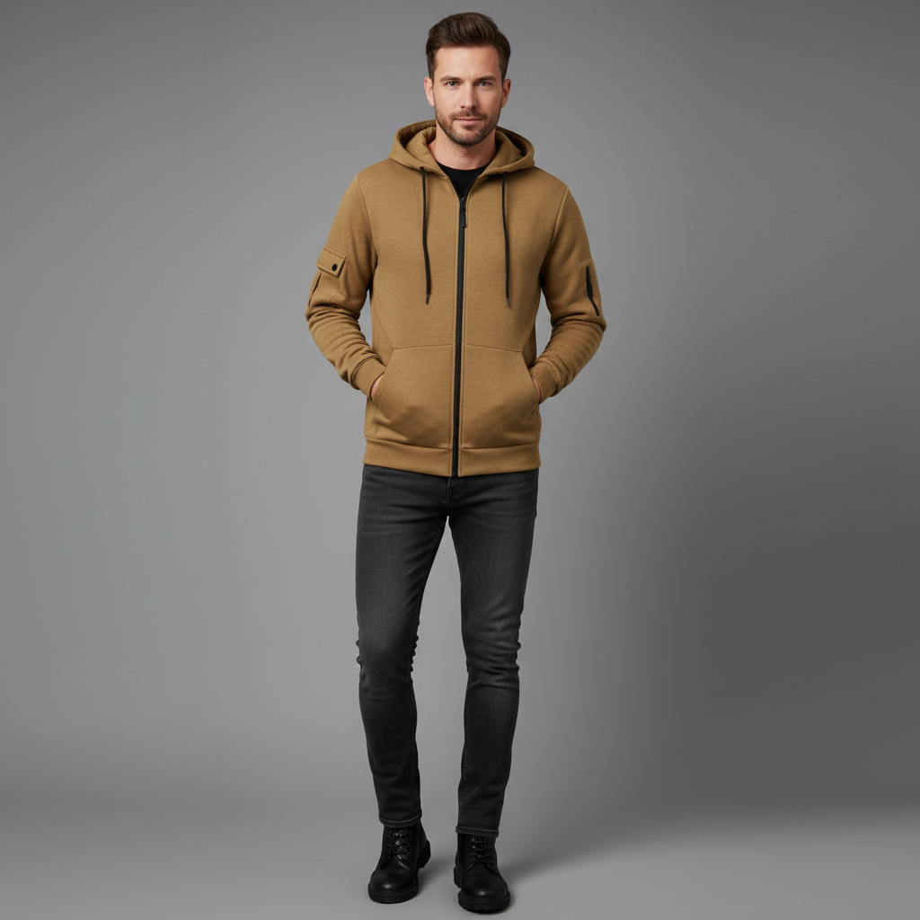 Men's Utility Zip-Up Hoodie | Casual Sweatshirt with Pockets