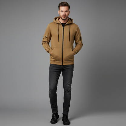 Men's Utility Zip-Up Hoodie | Casual Sweatshirt with Pockets