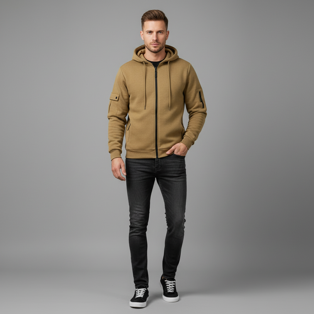 Men's Utility Zip-Up Hoodie | Casual Sweatshirt with Pockets