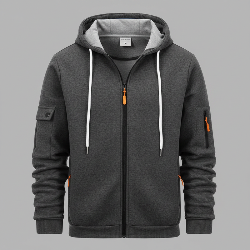 Men's Utility Zip-Up Hoodie | Casual Sweatshirt with Pockets
