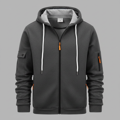Men's Utility Zip-Up Hoodie | Casual Sweatshirt with Pockets