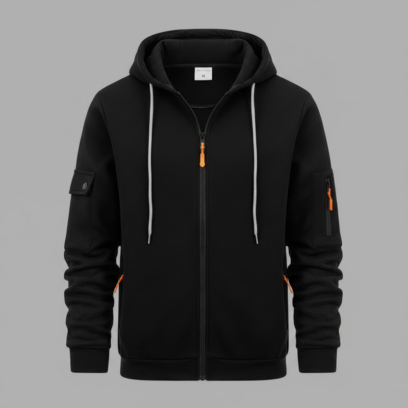 Men's Utility Zip-Up Hoodie | Casual Sweatshirt with Pockets