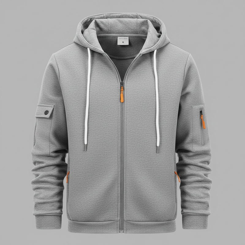 Men's Utility Zip-Up Hoodie | Casual Sweatshirt with Pockets