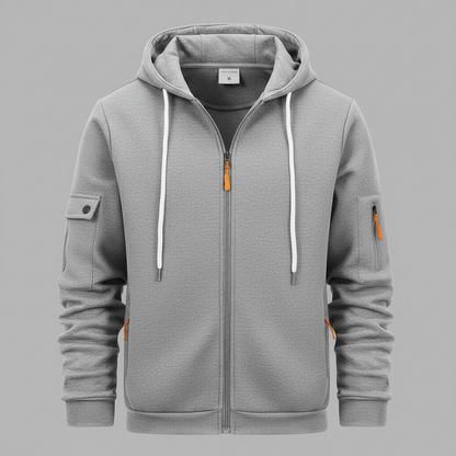 Men's Utility Zip-Up Hoodie | Casual Sweatshirt with Pockets