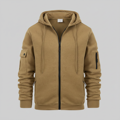 Men's Utility Zip-Up Hoodie | Casual Sweatshirt with Pockets