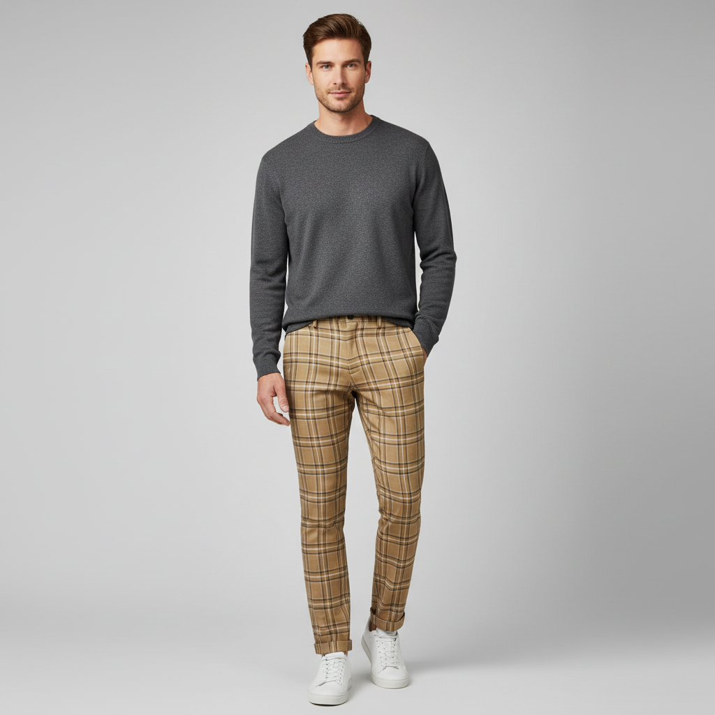 Sasha Checked Chinos | Men's Trousers