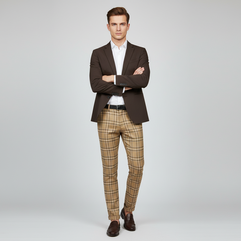 Sasha Checked Chinos | Men's Trousers