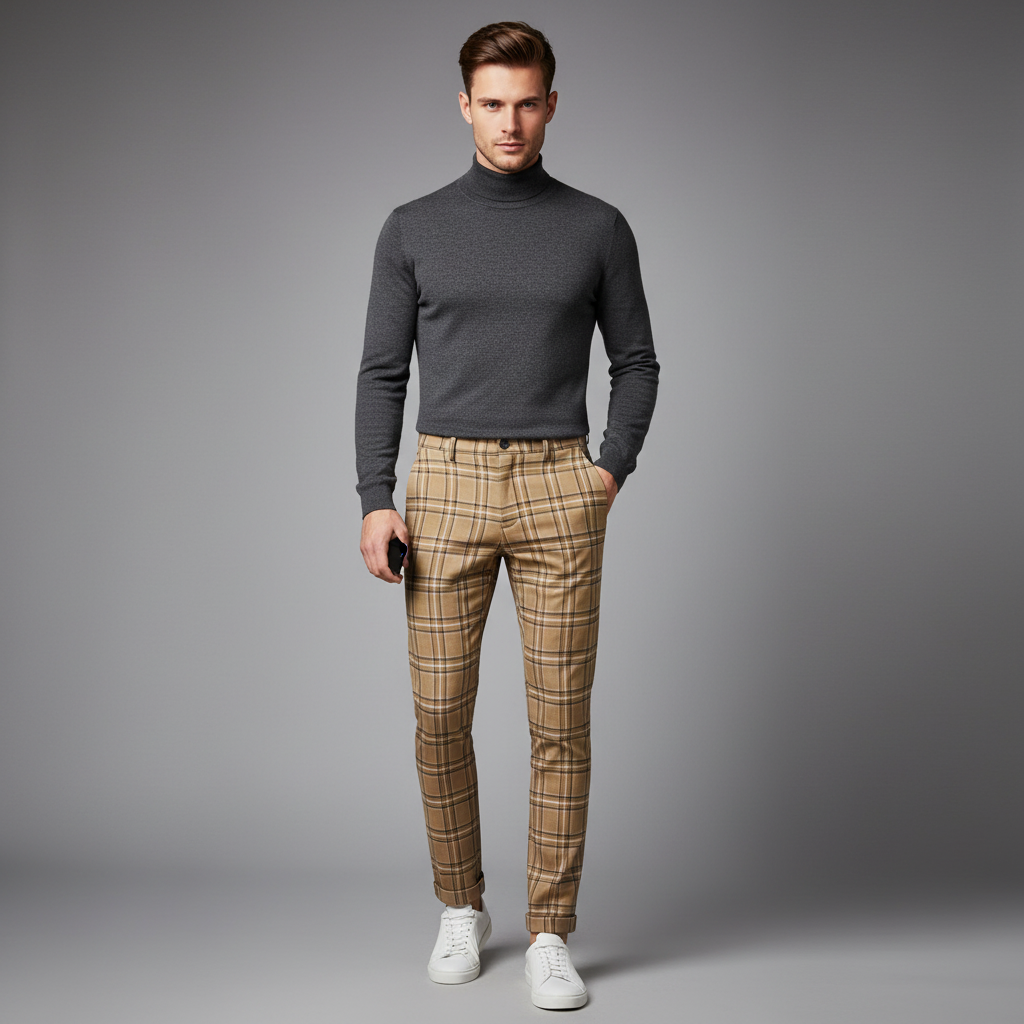 Sasha Checked Chinos | Men's Trousers